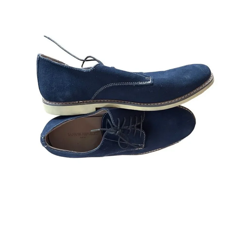 Banana Republic Mens Blue Lace Up Suede Oxford Dress Shoes Size 12